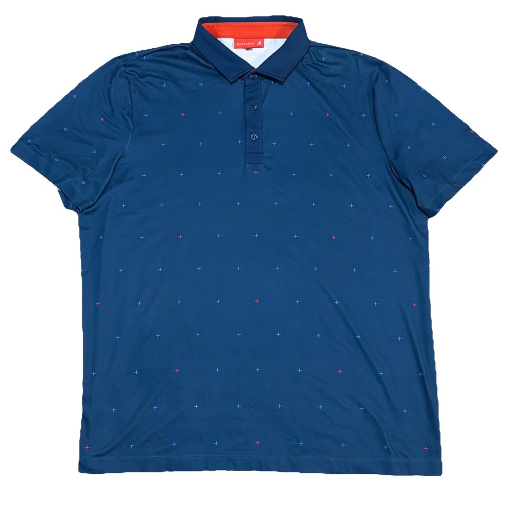 Redvanly Golf Polo ~ Extra Large XL ~ Blue ~ All Over Print Stretch